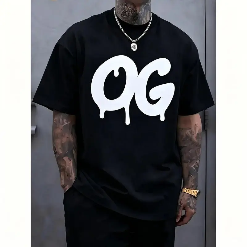 Streetwear Black T-Shirt with Bold Dripping OG Graphic Print | Unisex Hip Hop Graphic Tee | Soft Breathable Cotton Blend Crewneck Short Sleeve Shirt for Daily Wear | Trendy Viral Aesthetic Urban Street Style Top