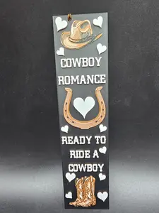 Cowboy Romance Bookmark - Ready to Ride a Cowboy with Hat Horseshoe and Boots Design for Western Lovers