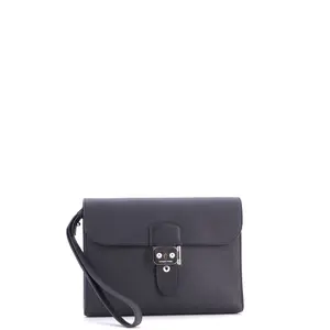 Pre-owned HERMÈS Leather Clutches & Wristlets Hermes Sac a Depeches Wristlet Pouch Epsom 24 by Rebag