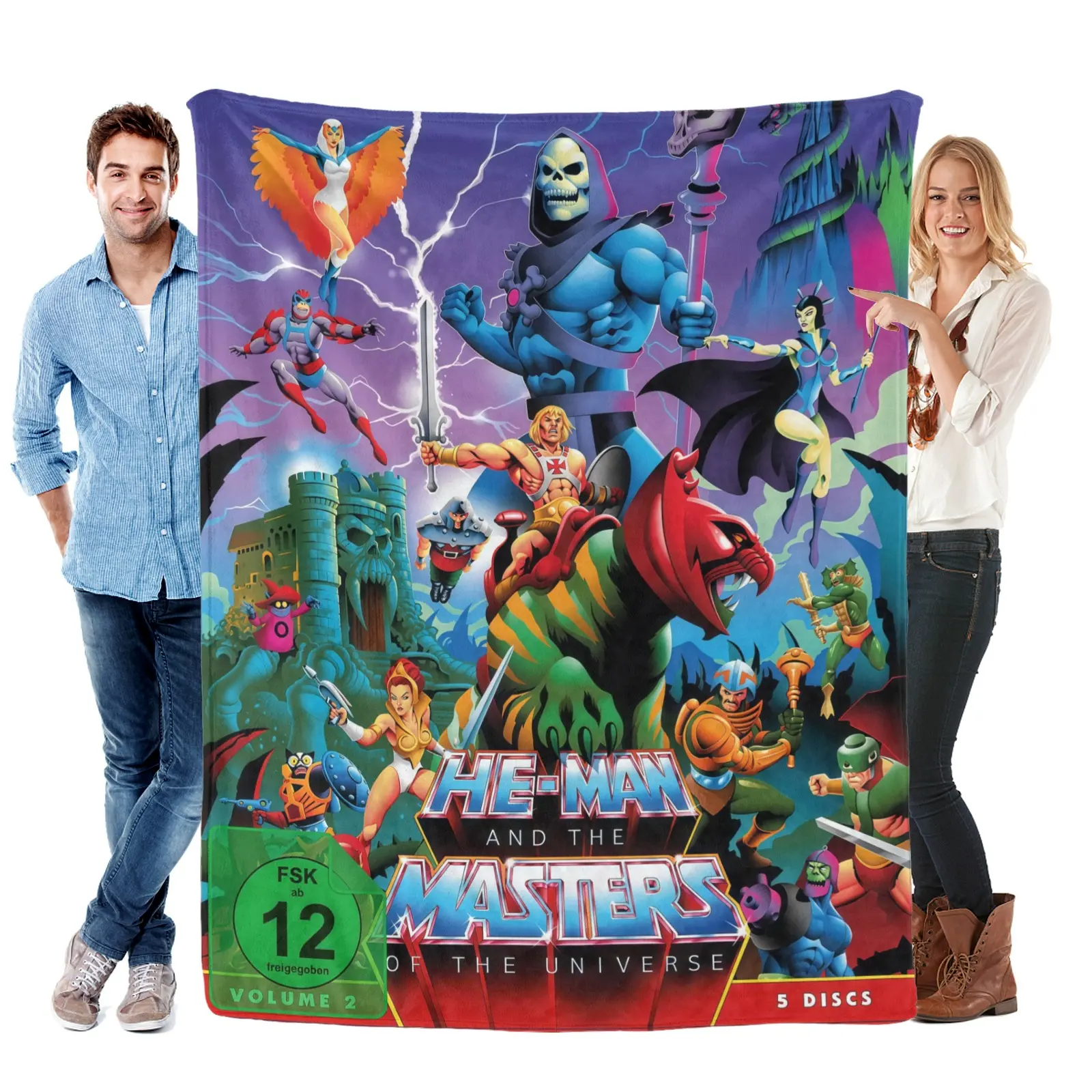 3D Masters of The Universe He-Man Anime Flannel Blanket Soft Warm Plush Throw Blanket for Kids Teens Cartoon Fans Bed Sofa Couch Dorm Gamer Room Living Room Decor Birthday Gift Collectible Blanket