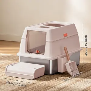 litter genie, fresh home,Stainless steel litter box , Cat litter box ,Pet essentials ,Cat care, Odor control Best litter box for odor control  ,Non-stick stainless steel litter pan  ,Modern cat furniture for small spaces,