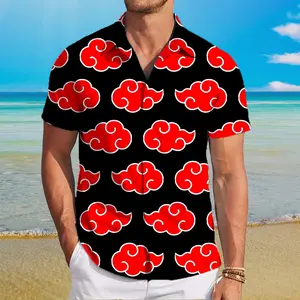 Hawaiian Shirt for Men, Red Cloud Pattern Hawaiian Shirt  Cool Summer Anime Vibes for Men & Fans, Men's Collared Clothes for Beach Vacation, #menwear #shortsleeve #hawaiianshirt