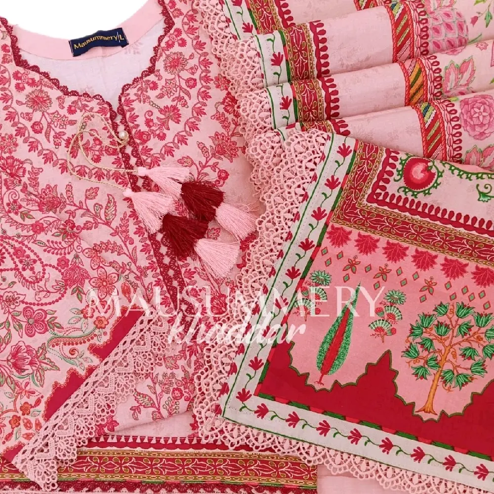Mausummery Printed Khaddar three piece ready to wear Pakistani Winter suit