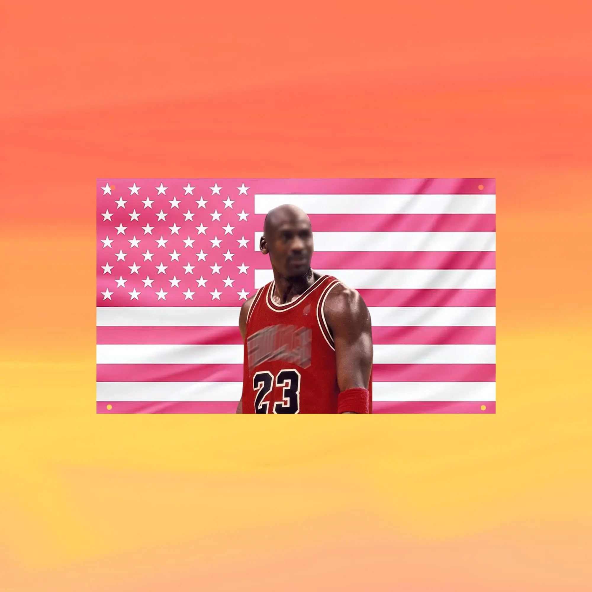 Michael Jordan American Flag Tapestry Pink USA Wall Banner, Basketball Fan Bedroom Decor, Icon Inspired Wall Hanging, Aesthetic Sports Room Art