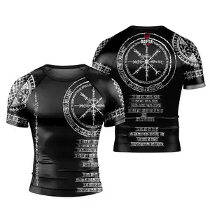 Vikings Shield Runes Men's Short Sleeve Rash Guard, Norse-Inspired Activewear, Perfect for Training, Fitness, Outdoor Sports