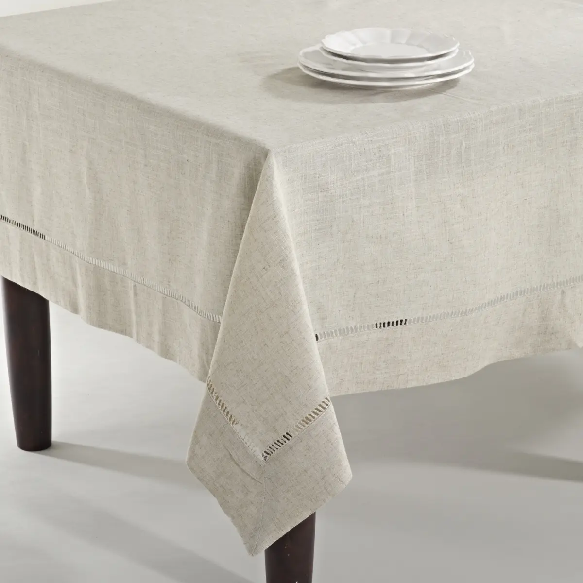 SARO 731.N65120B 1-Piece 65x120 in. Mediterranean Toscana Poly-Linen Mix Tablecloth - Natural, Home Kitchen Table Setting Textile, One-Piece