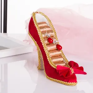 1pcs Resin High-Heeled Shaped Jewelry Holder - Desktop Jewelry Display Holder for Studs Earrings Rings - Table Ornament - Jewelry Storage - Perfect Gift for Women Boxes Organiser Red