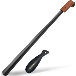 Extra Long Shoe Horn for Seniors Men,Metal Shoehorn Long handle for Boots 28.3'',Travel Small Shoe Spoon Helper 7.5''
