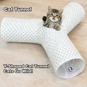 Durable 3-Way Cat Tunnel Toy, Collapsible Interactive Play Tube with Peek Hole for Cats, Kittens, Rabbits & Small Pets