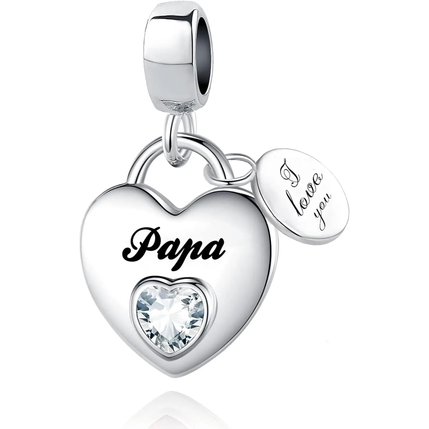 Family Series Dangle Charm Heart Birthstone Bead for Pandora Bracelet Women Gift