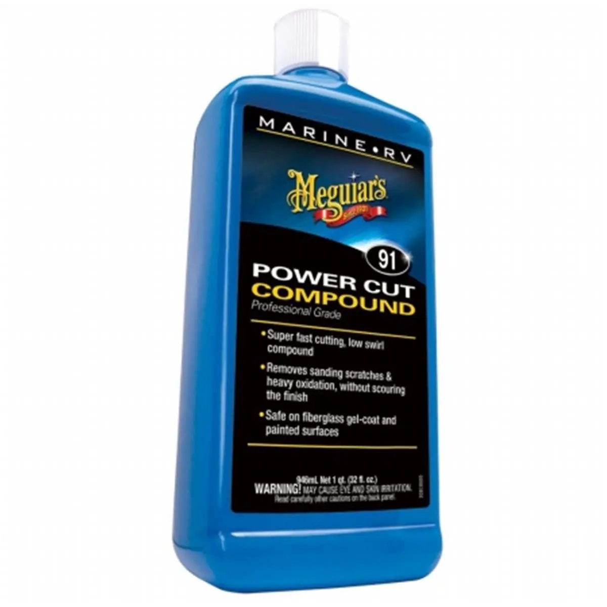 212 MAIN Meguiars Marine-RV Pro Grade Cut & Polish Compound, 32 oz Fast Cutting Formula, Heavy Removal Capability, Low Swirl, Fiberglass Gel Coat Surfaces Safe, Hand Apply Compatible