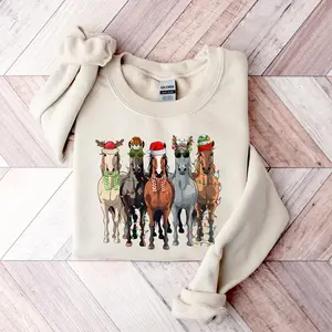 Horse Christmas Sweatshirt, Animal Christmas Sweatshirt, Farm Lovers Shirt, Horse Christmas Shirt for Women
