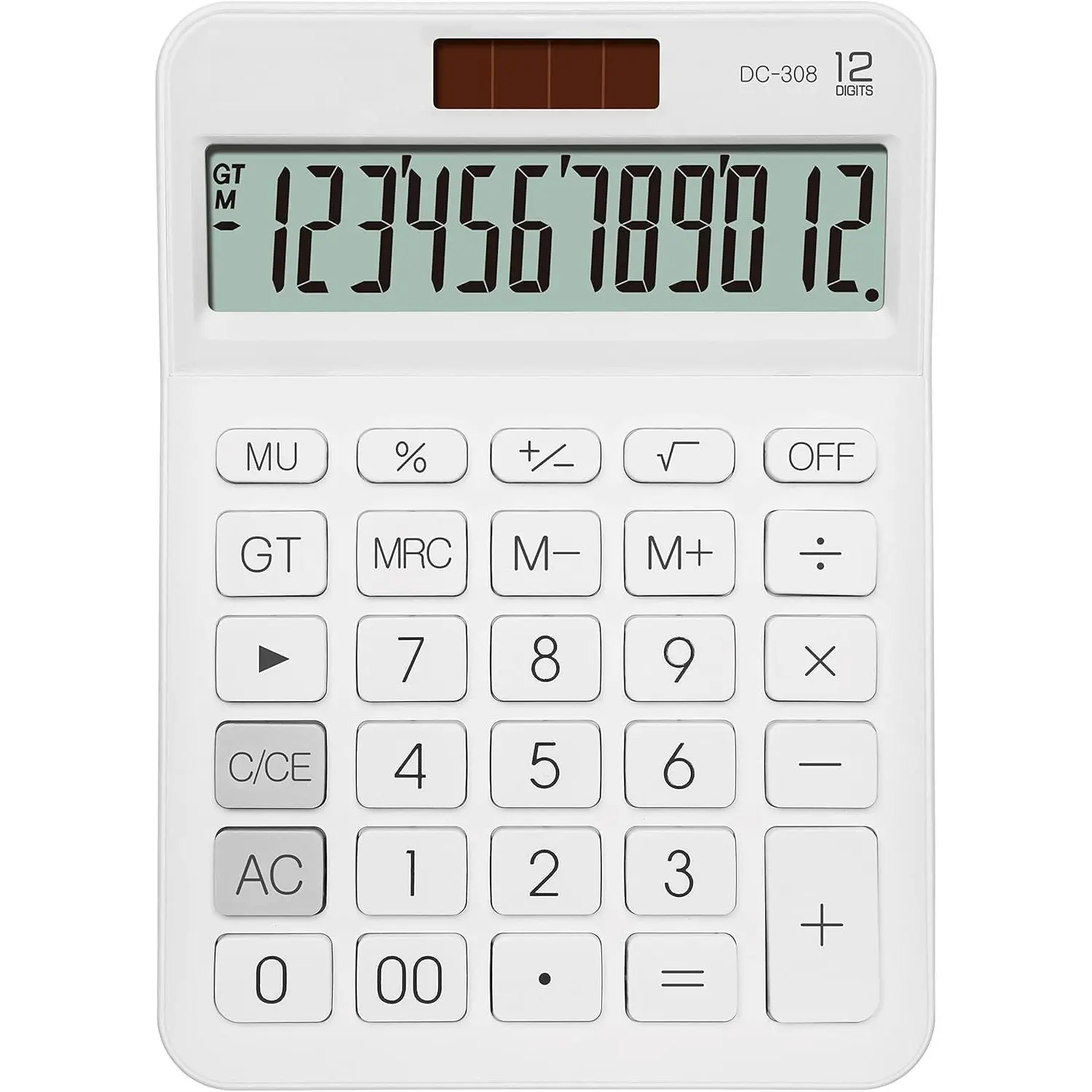 Big Size Calculator with a Bright LCD, Dual Power Handheld Desktop. Color. Business, Office, High School 57in (WHITE)