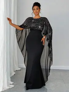 Plus Size, Plus Size Women's Elegant Evening Gown - Formal Party Wedding Dress, Slim Fit Long Dress, Machine Washable Formal Attire for Women, Dresses for Wedding, Silhouette