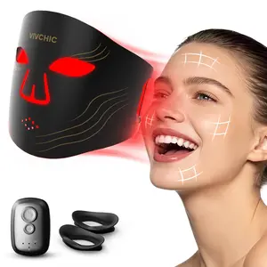 Vivchic LED Face Mask, Red Light Therapy Mask with 4 Wavelengths, 84 LEDs, 660nm Red & 850nm NIR, Wireless Rechargeable Skincare Mask for Anti-Aging & Brightening