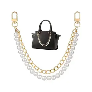 Faux Pearl Decorated Handbag Strap, Fashionable Elegant Chain Strap for Handbag, Shoulder Crossbody Bag, Short Handle Replacement Charms Accessories for Women