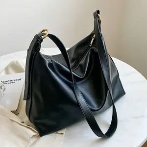 Vintage Brown Soft LU Leather Hobo Bag, Large Capacity Shoulder Tote Bag, Casual Crossbody Handbag for Women, Daily Commute Work Shopping Travel Bag