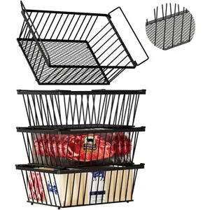 Freezer Organizer Bins ,Leak-Bottom,4 Pack Stackable Deep Freezer Organizer Bins for 5 Cu.FT Small Chest Freezer,organization and,pantry organizers(for 5 Cu.Ft