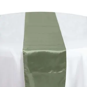 Satin Table Runner 12"x108" Dusty Sage Green - Stylish Table Linen