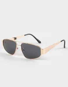 RSQ Womens Asymmetric Metal Aviator Sunglasses, Gold RSQ Womens Asymmetric Metal Aviator Sunglasses, Gold