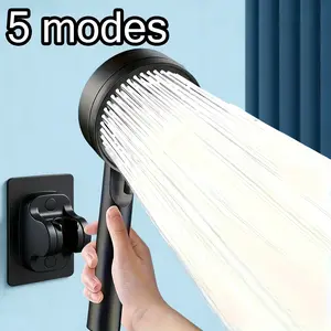 High Pressure Handheld Shower Head, 5 Modes, Sensitive Skin Friendly, Easy Installation, No Battery Needed, Modern Bathroom Accessory, High Pressure Showerhead