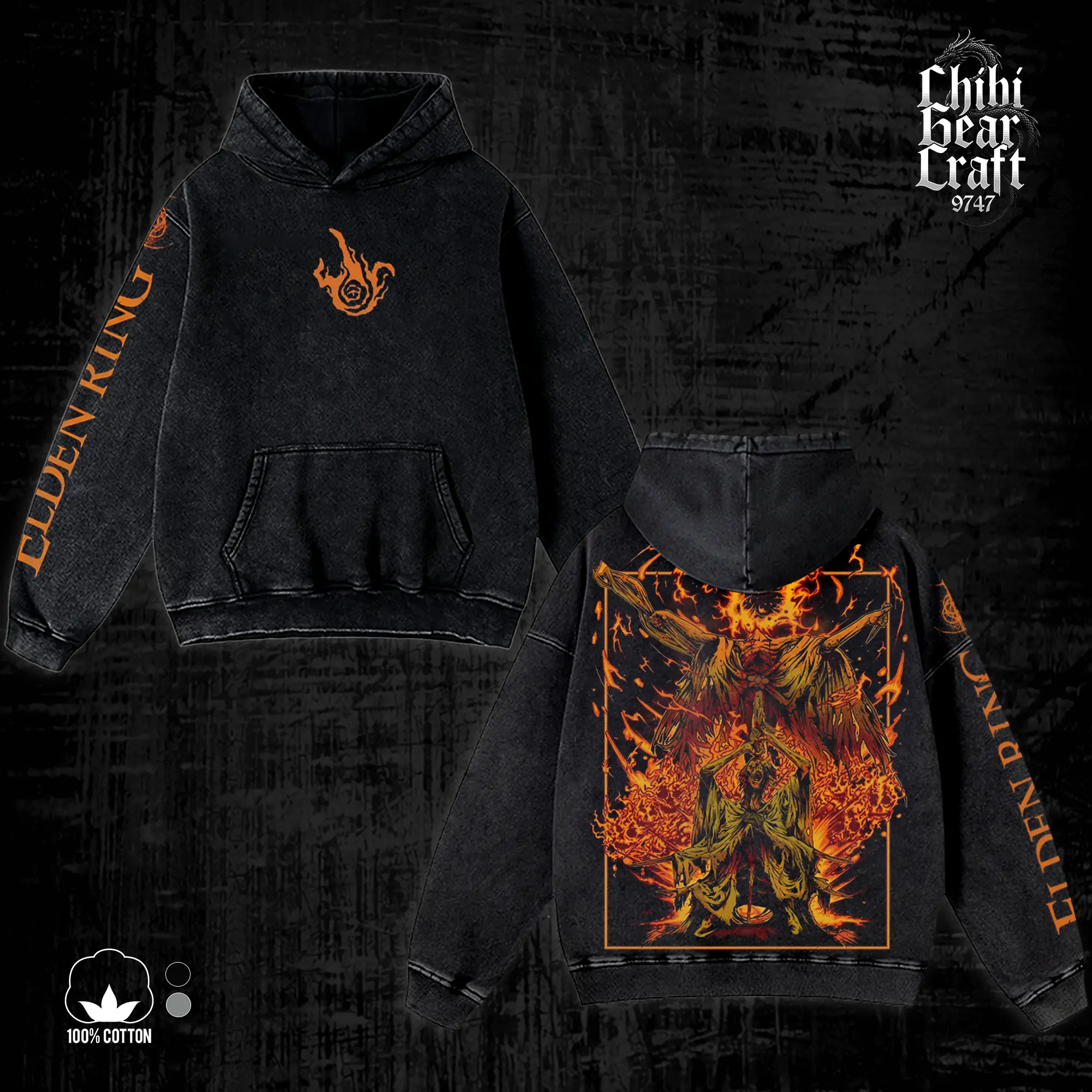 Elden Ring Midra Lord Of Frenzied Flame Boss Shirt Vintage Acid Washed Oversized T-Shirt Gothic Hoodie Tank Top Graphic Tee Y2K Clothing Summer Men Clothes Outfits Unisex Video Game Clothes Gifts For Him Her Apparel For Men Dark Fantasy Merch