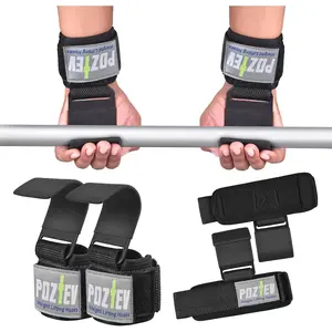 Weight Lifting Hooks (PAIR) - Padded Wrist Wraps - Hand Grips Deadlift Straps for Men and Women - Grip Support for Bodybuilding Heavy Gym Workout - Ideal for Deadlifts, Powerlifting, Shrugs, Pull-Ups POZTEV