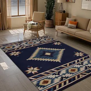 Navajo Style Area Rug, Boho Style Floor Carpet, Non-slip Soft Floor Mat, Decorative Rug for Home Living Room Bedroom Hotel Dormitory