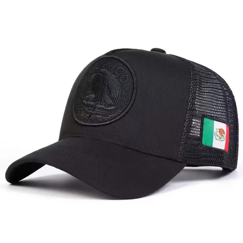 Unisex Mexican Flag Eagle Embroidered Baseball Cap Mesh Hat Outdoor Adjustable Sunscreen Leisure Hat Spring Autumn Travel Tourism Beach Vacation