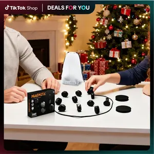 Christmas Gift –Magnetic Chess Game, Magnetic Strategy Game, Magnet Game with 20 Black Pieces, Compact Storage Bag, Perfect for Family Time & Travel, Ready to Play - Tabletop Game, Fun Strategy Puzzle Game for Kids and Adults