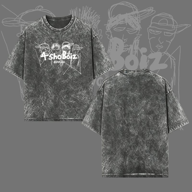 [EOVCAU][Sale Up To 60%]Lngshot Kpop Boy Group Shirt, Gen 5 Kpop shirt, Kpop Inspired T-Shirt, Gift for Women Men，4shoBoiz Vintage Acid Wash Oversized Tee - Streetwear Hip-Hop Sketch Graphic T-Shirt，Y2K Aesthetic Rap Group Graphic Tee #HipHopStreetwear