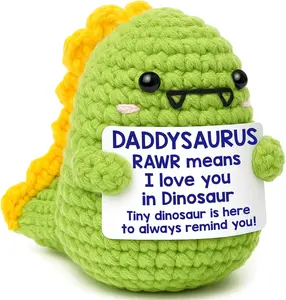 Fathers Day Gift Mini Dad Gifts for Daddy from Daughter Son Wife I Love You Dad Handmade Crochet Father's Day Dinosaur Gift for Daddy New Bonus Step Dads Father in Law Father Day Birthday Ideas
