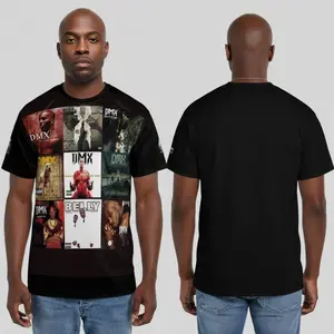 DMX Album Graphic T-Shirt, Streetwear Short-Sleeve Casual Top, All-Over Print Polyester Fabric