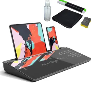 Smorgasboardz Premium Black Glass Desktop Whiteboard Organizer with 5 Accessories and 3 Storage Compartments