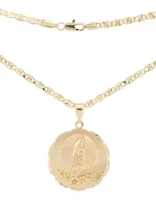 Gold-Plated Virgin Mary Pendant with Floral Embellishments 18-inch or 24-inch Chain Religious Jewelry for Daily Wear