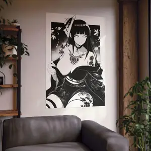 Hinata Hyuga Poster, Vintage Anime Poster, Japanese Art Print, Sexy Girl Anime Decor, Retro Naruto Anime Print, Waifu Poster, Naruto Poster