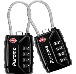 Puroma 2 Pack TSA Approved Luggage Locks, 4 Digit Combination Travel Locks Resettable Code Lock with Zinc Alloy Body for Suitcase, Toolbox, Backpack, Bag, Gym Locker (Black)