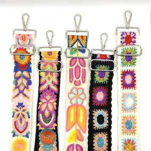 Textured Floral Crochet Adjustable Purse, Camera, Guitar Strap