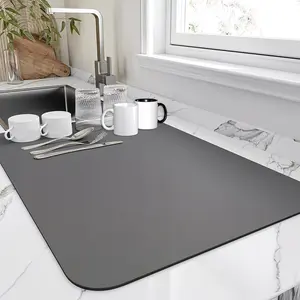 Absorbent Dish Drying Mat, 1/2/4pcs Counts Modern Simple Square Kitchen Drip Mat, Coffee Table Mat
