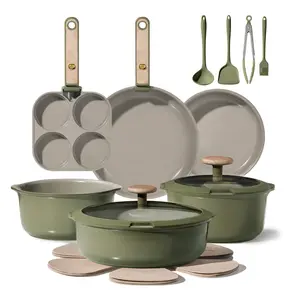 [Official] CAROTE 19Pcs Ceramic Cookware Set Nonstick with Detachable Handle, Dishwasher Safe, Easy Pouring Spout