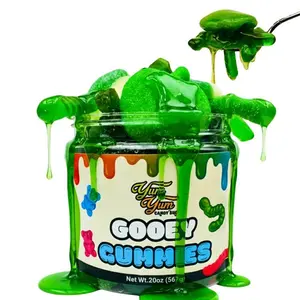 Sour Gooey Gummies, Sour Green Apple Candy, Gummy Candy Mix, Ooze Sticky Gummies, Liquid Chewy Sweet Treat Resealable Container