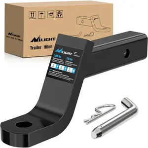Nilight Trailer Hitch Ball Mount with 5/8" Hitch Pin Clip Fits 2 Inch Receiver Square 7500 lbs 4" Drop, 3 Rise, 1 Hole, Gloss Black Powder Coast, Powder Coating, Drop/Rise