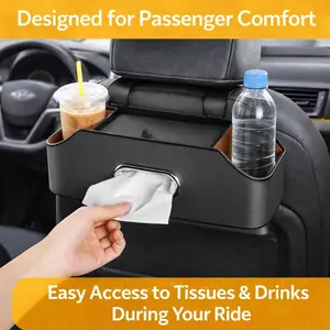 Multifunctional Car Seat Back Organizer with Tissue Box & Cup Holders