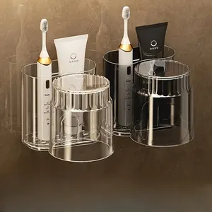 Wall-Mounted Toothbrush Holder with Mouthwash Cup ,Perfect for toothbrushes, mouthwash cup, makeup, skincare.A must-have for clean girls