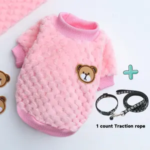 Pet Sweater & Leash Set, 2 Counts/set Cute Pet Clothes with Leash, Pet Clothing for Small and Medium Dogs & Cats