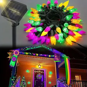 50LED/100LED solar automatic switch party hanging decorative strawberry light, 8 lighting modes wrapped Christmas tree atmosphere light, suitable for wedding corridor, living room, fence and balcony decoration, Outdoor Decorative Lights