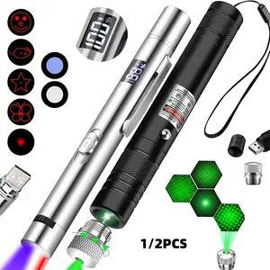 USB Rechargeable Pet Laser Toy Set, Silver Color Digital Laser Pen, 5 Adjustable Modes, Battery Level Display, Ideal for Cats and Dogs