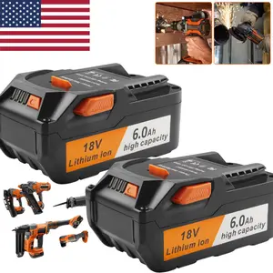 High quality 2Pack for RIDGID 18 Volt 18V 6.0Ah Lithium Battery Drill R840087 R840083 R840086