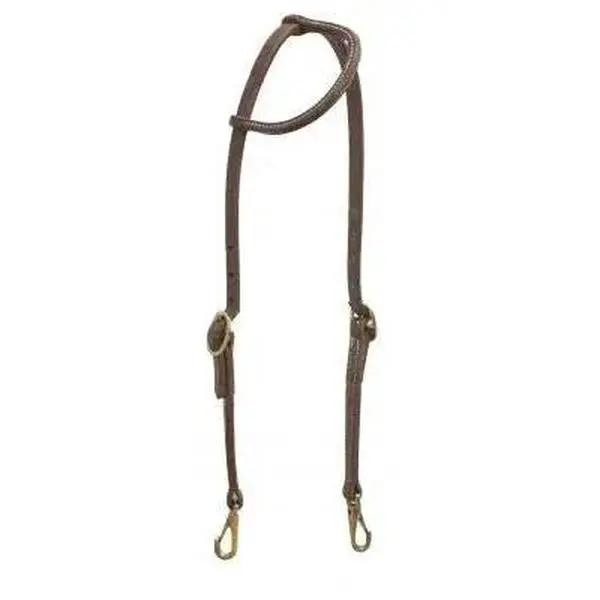 Oiled harness leather one ear headstall with snaps