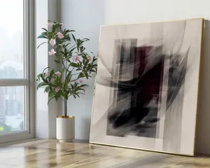 Abstract Geometric Canvas Art, Modern Shapes, Neutral Tones, Soft Wave Lines Home Decor